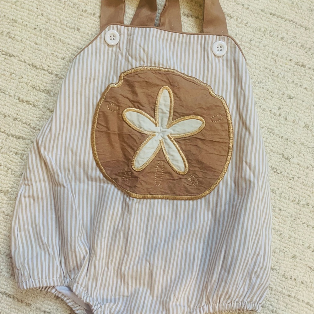 Striped Brown and White Kids Romper